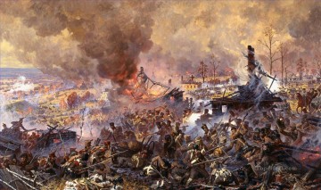 古典的 Painting - 1812年10月12日のマローヤロスラヴェッツの戦い アレクサンドル・ユリエヴィチ・アヴェリヤノフ軍事戦争